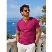 Masimar Erkek Yırtmaçlı V Yaka T-Shirt