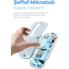 BYZM Bluetooth USB Çift Modlu Sessiz Mouse, Şeffaf Mıknatıslı Kapaklı, Type-C Şarjlı, Dpı Ayarlı, Kablosuz 10M Çekim Mesafeli, Masaüstü Kısayol Tuşlu, Taşınabilir Şarjlı Mouse Siyah