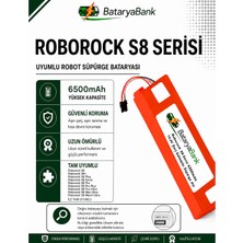 Bataryabank Roborock S8 Serisi Uyumlu Robot Süpürge Bataryası 14.4V 6500MAH Li-Ion (S8 / S8+ / S8 Plus / S8 Pro / S8 Pro Ultra / S8 Max Ultra / S8 Maxv Ultra)