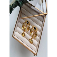 Kadın Küpe Premium Marka Seri Siyah Zirkon Taş Silüet Kararmaz Küpe