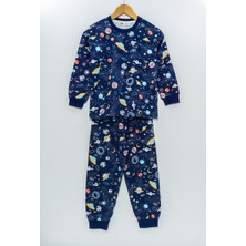 Bunny Hopp Uzay Temalı Erkek Çocuk Pijama Takımı %100 Pamuk Mevsimlik Bisiklet Yaka Manşetli