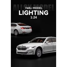 Oyuncak Sahili Bmw The7 Xdrive 760LI Model 21.5cm Metal Araba Diecast 1.24 Koleksiyon Metal Kapı Bagaj Kaput Açılır Ses Far Işık Beyaz