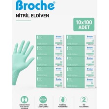 Broche  Pudrasız Nitril Eldiven M Beden Turkuaz Yeşili / Teal Green 10'lu Paket