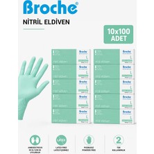 Broche  Pudrasız Nitril Eldiven L Beden Turkuaz Yeşili / Teal Green 10'lu Paket