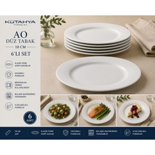 Kütahya Porselen AO Düz Tabak 18 cm 6’lı Set Servis Tabağı
