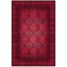Pastel Home Tasarım Bordo Kırmızı Afgan Türkmen Şönil Halı Kilim Yolluk Kaymaz Yıkanabilir Salon Mutfak Koridor