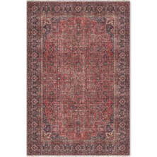 Pastel Home Vintage Tuğla Kırmızı Lacivert Şönil Halı Kilim Yolluk Kaymaz Yıkanabilir Salon Mutfak Koridor