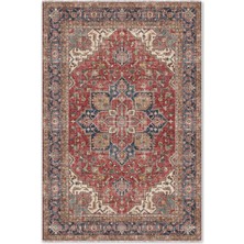 Pastel Home Kiremit Kırmızı Lacivert Boho Eskitme Şönil Halı Kilim Yolluk Kaymaz Salon Mutfak Koridor