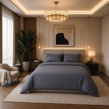 Karden Flower Aurelia Pure Antrasit %100 Pamuk Saten Çift Kişilik Nevresim Takımı