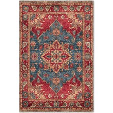 Pastel Home Tasarım Kırmızı Mavi Şönil Halı Kilim Yolluk Kaymaz Yıkanabilir Salon Mutfak Koridor