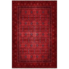 Pastel Home Tasarım Bordo Kırmızı Afgan Türkmen Şönil Halı Kilim Yolluk Kaymaz Yıkanabilir Salon Mutfak Koridor