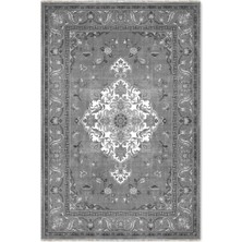 Pastel Home Antrasit Gri Retro Vintage Şönil Halı Kilim Yolluk Kaymaz Yıkanabilir Salon Mutfak Koridor