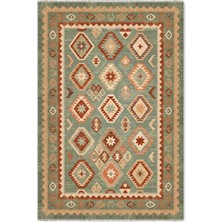 Pastel Home Eskitme Yeşil Anadolu Kilim Şönil Halı Yolluk Kaymaz Yıkanabilir Mutfak Salon Koridor