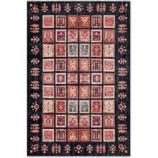 Pastel Home Afgan Lacivert Mozaik Tasarım Şönil Halı Kilim Yolluk Kaymaz Yıkanabilir Oturma Odası Mutfak Koridor