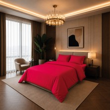 Karden Flower Aurelia Pure Kırmızı %100 Pamuk Saten Tek Kişilik Nevresim Takımı