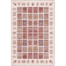 Pastel Home Afgan Bej Mozaik Tasarım Şönil Halı Kilim Yolluk Kaymaz Yıkanabilir Oturma Odası Mutfak Koridor