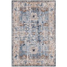 Pastel Home Bej Mavi Tasarım Şönil Halı Kilim Yolluk Kaymaz Yıkanabilir Saçaklı Oturma Odası Mutfak Koridor