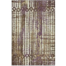 Pastel Home Bohem Etnik Desenli Mor Kahve Şönil Halı Kilim Yolluk Kaymaz Yıkanabilir Saçaklı
