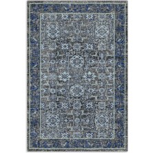Pastel Home Mavi Gri Antrasit Eskitme Şönil Halı Kilim Yolluk Kaymaz Yıkanabilir Saçaklı Mutfak Oturma Odası