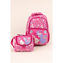Hello Kitty Lisanslı Kız Çocuk 2'li Okul Çanta Seti Ilkokul Sırt Çantası Beslenme Çantası Pembe