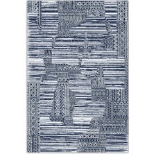 Pastel Home Kaşmir Doku Yumuşak Kaymaz Pamuk Taban Oturma Odası Salon Mutfak Koridor Mavi Lacivert Halı Kilim