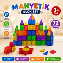 Eba Home 72 Parça Manyetik Yapı Blokları - Çocuklar Için Renkli 3 Boyutlu Kare Üçgen Oyun Seti Oyuncak Yap-Boz