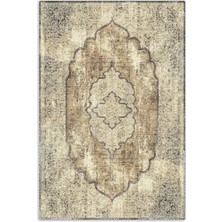 Pastel Home Bej Kahve Vintage Şönil Halı Kilim Yolluk Kaymaz Yıkanabilir Saçaklı Oturma Odası Koridor Mutfak