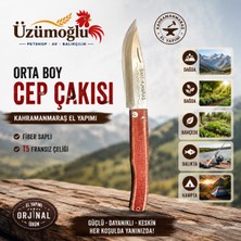 Üzümoğlu Orta Boy Kahramanmaraş El Yapımı Cep Bıçağı – T5 Fransız Çeliği, Fiber Saplı, Katlanır Cep Çakısı (20 Cm)