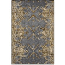 Pastel Home Antrasit Eskitme Desenli Şönil Halı Kilim Yolluk Kaymaz Taban Yıkanabilir Kendinden Saçaklı
