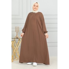 Kadeem Giyim Reglan Kol Büzgülü Çocuk Elbise Camel - 4004