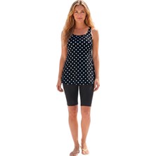 Donlaritta Büyük Beden Toparlayıcı Desenli Göğüs Pedli Taytlı Tankini Takımı 44-46-48-50-52-54-56 Beden