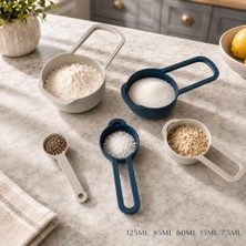 5 Parça Plastik Ölçü Kaşığı Seti 125 ml 85 ml 60 ml 15 ml 7.5 ml Iç Içe Geçen Cup Ölçü Kabı Kek Pasta Baharat Kaşığı Sariva Home