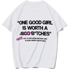 Brz Collection Unisex Oversize Good Girl T-Shirt (Beyaz)