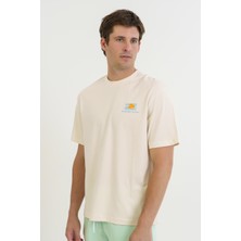 Maraton Boxy Erkek Bisiklet Yaka  Ekru T-shirt