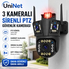 Uninet 5mp Üç Kameralı Wifi Ptz Güvenlik Kamerası – 355°/90° Dönebilen Kamera , Akıllı Takip, Dijital Zoom, Siren ve Ip Dış Mekân