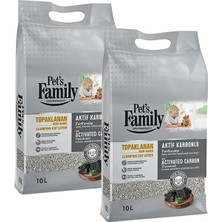 Pet's Family Aktif Karbonlu Topaklanan Kedi Kumu 10 Lt x 2 Adet
