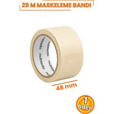 Nublado Maskeleme Bandı 48 mm x 25 Metre Kağıt Boyacı Bandı Iz Bırakmaz Ahşap Cam Metal Duvar Oto Boya Tadilat Dekorasyon Inşaat Yüzey Koruma Bandı Profesyonel Kullanım Kolay Sökülen Güçlü Yapışkanlı Tek Rulo
