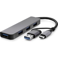 Skygo USB Type-C 3.0 Hub 4 Port 5 Gbps Gri HDX7825