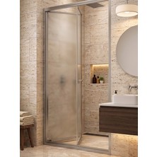 Waterline Ön Cephe Katlanır Akordiyon Kapı Krom Profil Buzlu 4mm Temperli Cam H190