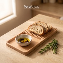 Pera Wooden Groove Kanallı Kayın Ahşap Ekmeklik & Sunum Tabağı