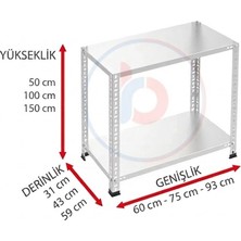 Rafburada 2 Katlı Galvaniz Çelik Raf - Depo, Arşiv, Kiler, Dosya, Market Rafı - 31x60 cm-50 cm-0.70 mm