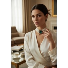 Fayra Accessories Kristal Taşlı Chooker Tasma İnci Kolye