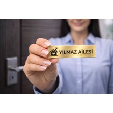 Outdoor One Kişiye Özel Kapı İsimliği Çelik Kapı İsimliği DÜZ FONT GOLD 10X3cm Mini Seri