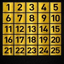Outdoor One Gold Metal Dolap Numarası 1–25 | Okul Ofis Spor Salonu 5x5cm