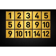 Outdoor One Gold Metal Dolap Numarası 1–12 | Okul Ofis Spor Salonu 5x5cm