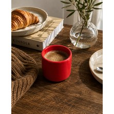 Beige & Stone Kırmızı Seramik Kupa 175 ml Minimal Kahve Kupası Çay Fincanı Espresso ve Türk Kahvesi Bardağı