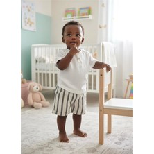 Tiffany Baby Bebek Stripe Theme Keten Şort Lacivert 16090