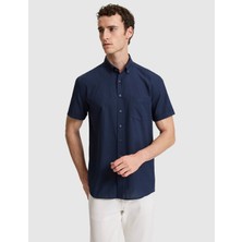 Pierre Cardin Erkek Lacivert %100 Pamuk Regular Fit Yazlık Gömlek 50325364-VR100