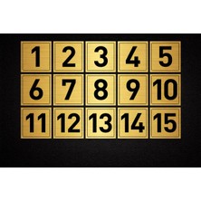 Outdoor One Gold Metal Dolap Numarası 1–15 | Okul Ofis Spor Salonu 5x5cm