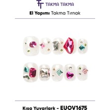 Takma Takma EUOV1675 Kısa Yuvarlak 10'lu Tekrar Kullanılabilir El Yapımı Protez Takma Tırnak - Ten Rengi-XS